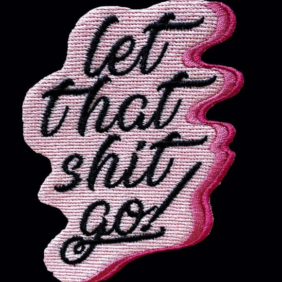 Let That Shit Go Pink Embroidered Tote Bag - Beige - Picture 2 of 5